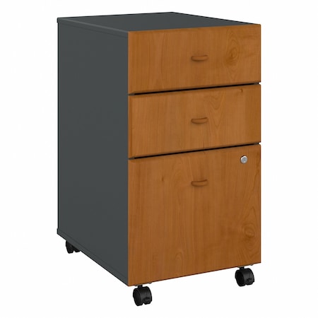Bush Business Furniture Series A 3 Drawer Mobile File Cabinet in Natural Cherry and Slate WC57453PSU
